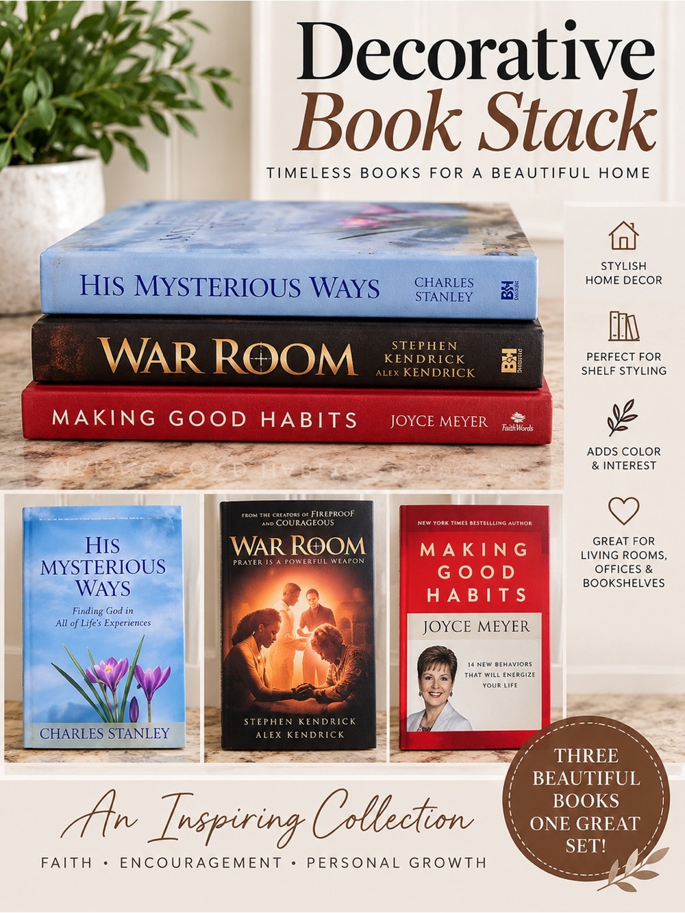 Christian Inspirational Book Bundle | Charles Stanley Joyce Meyer War Room